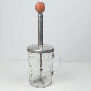 Vintage Pamco Nut Chopper With Embossed Glass Measuring Cup 1 1/2 Cup
